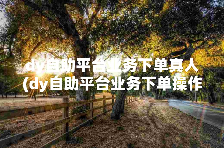 dy自助平台业务下单真人(dy自助平台业务下单操作手册)。
