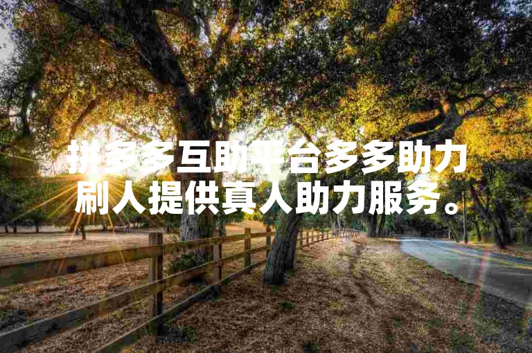 拼多多互助平台多多助力刷人提供真人助力服务。