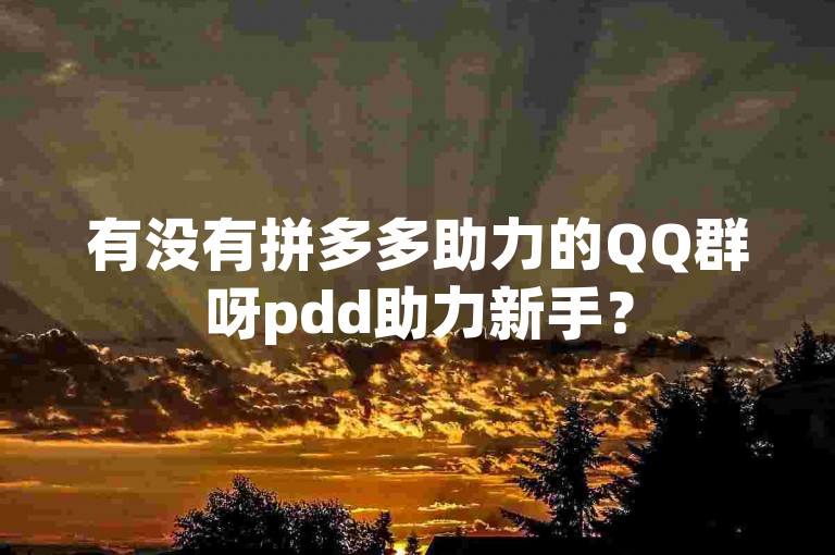 有没有拼多多助力的QQ群呀pdd助力新手？