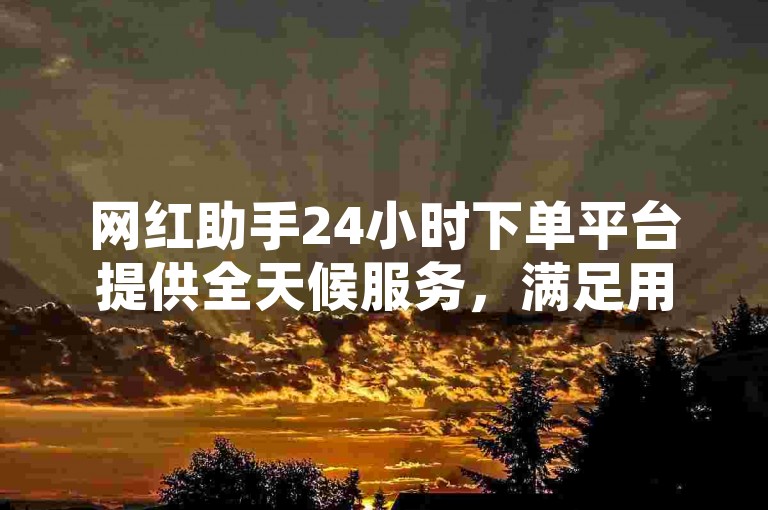 网红助手24小时下单平台提供全天候服务，满足用户随时下单的需求。