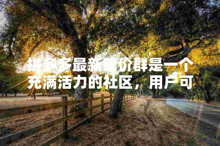 拼多多最新砍价群是一个充满活力的社区，用户可以在这里分享和参与各种优惠活动。