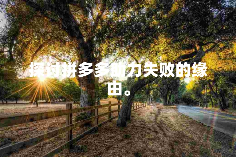 探讨拼多多助力失败的缘由。