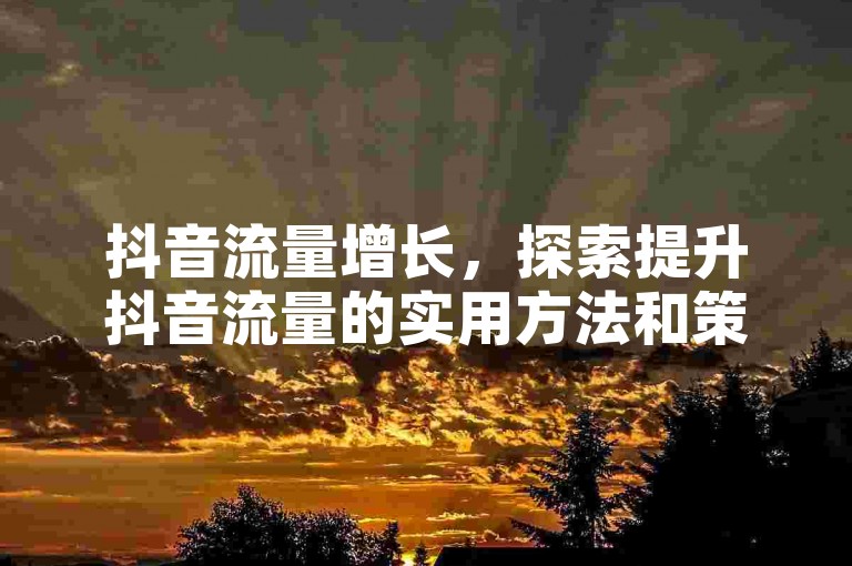 抖音流量增长，探索提升抖音流量的实用方法和策略。