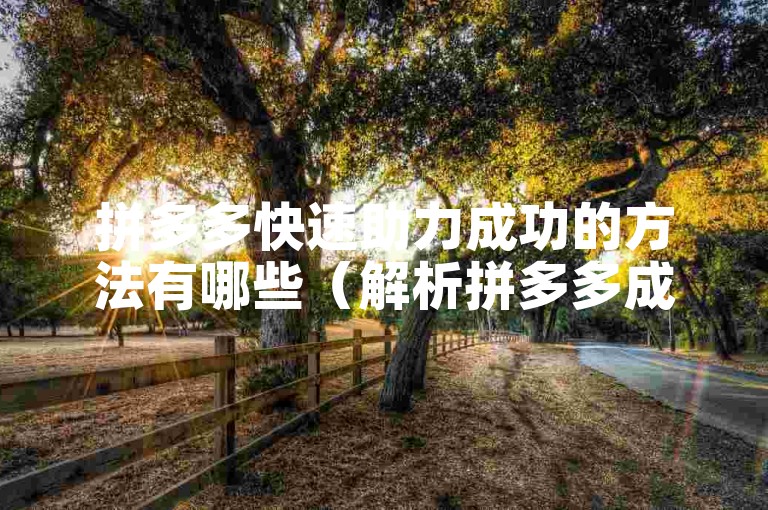 拼多多快速助力成功的方法有哪些（解析拼多多成功助力的攻略）