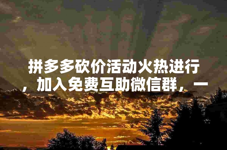 拼多多砍价活动火热进行，加入免费互助微信群，一起享受砍价乐趣！