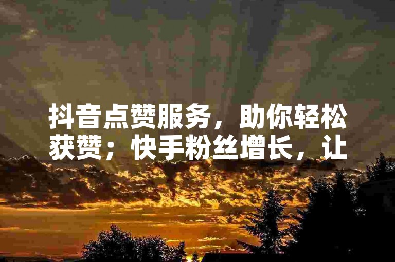 抖音点赞服务，助你轻松获赞；快手粉丝增长，让你人气飙升。