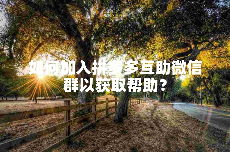 如何加入拼多多互助微信群以获取帮助？