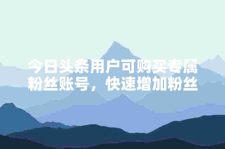 今日头条用户可购买专属粉丝账号，快速增加粉丝量。