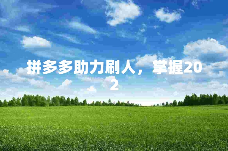拼多多助力刷人，掌握2025年最新助力技巧，轻松获取更多优惠。