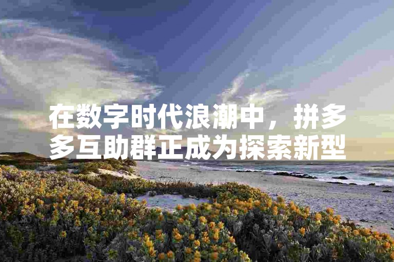在数字时代浪潮中，拼多多互助群正成为探索新型互助模式的生动样本。