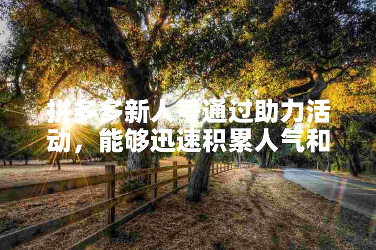 拼多多新人号通过助力活动，能够迅速积累人气和流量。