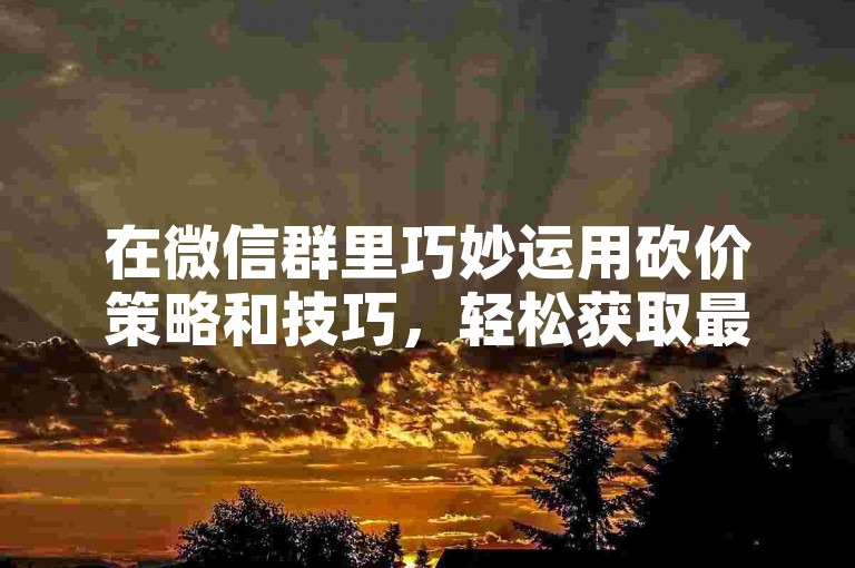 在微信群里巧妙运用砍价策略和技巧，轻松获取最低价格。
