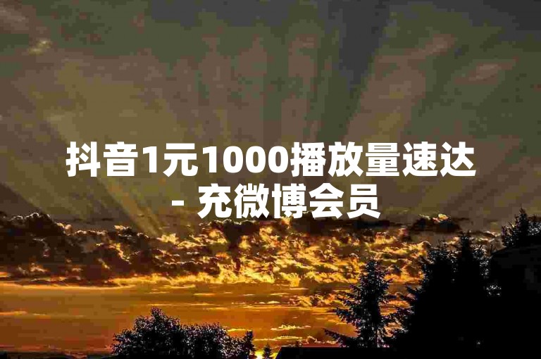 抖音1元1000播放量速达 - 充微博会员