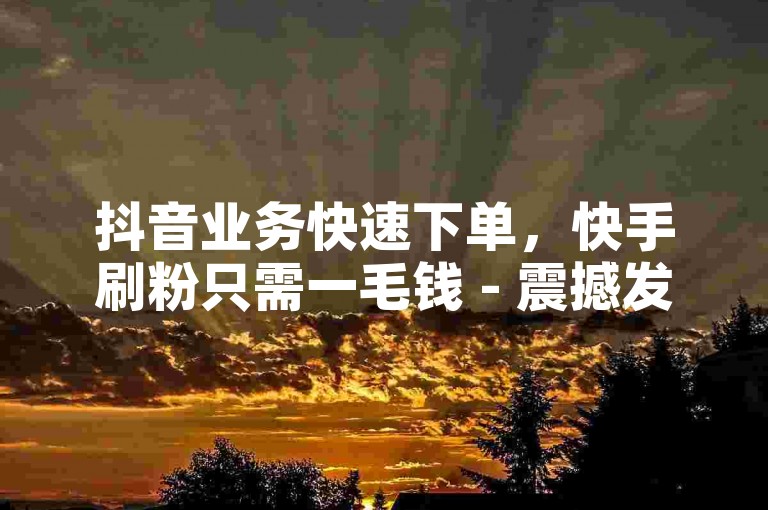 抖音业务快速下单，快手刷粉只需一毛钱 - 震撼发布！