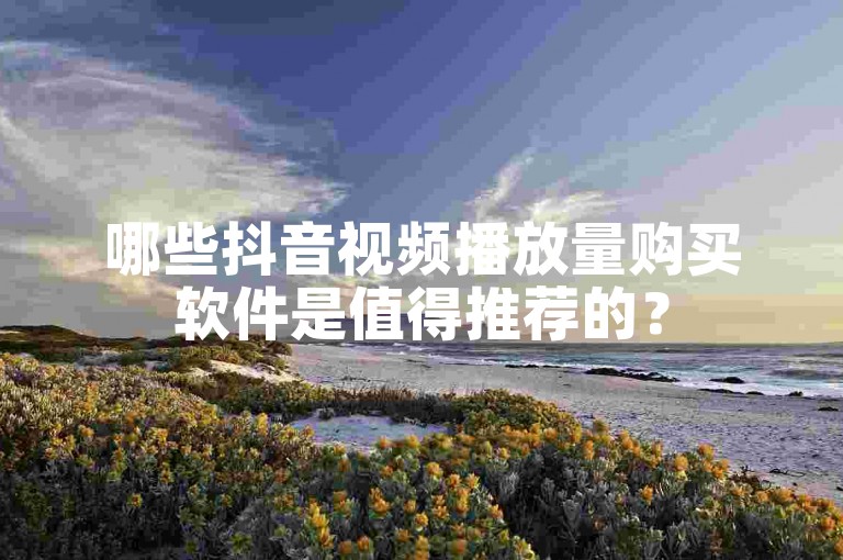 哪些抖音视频播放量购买软件是值得推荐的？