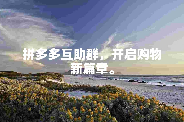 拼多多互助群，开启购物新篇章。