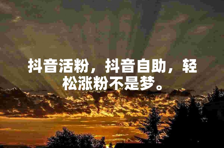 抖音活粉，抖音自助，轻松涨粉不是梦。