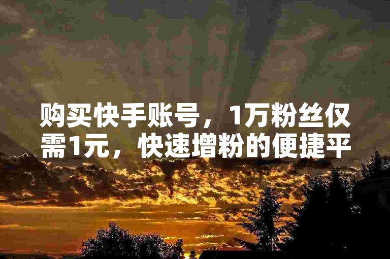 购买快手账号，1万粉丝仅需1元，快速增粉的便捷平台。