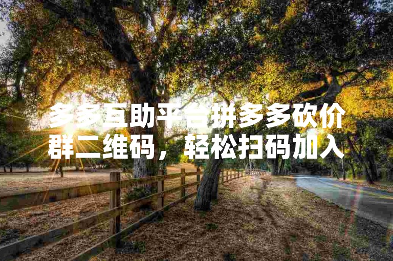 多多互助平台拼多多砍价群二维码，轻松扫码加入。