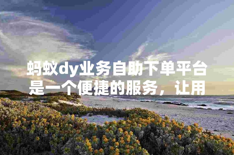 蚂蚁dy业务自助下单平台是一个便捷的服务，让用户能够轻松地在快手上进行dy业务的自主操作。