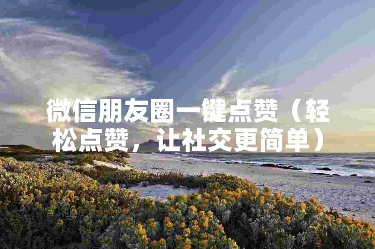 微信朋友圈一键点赞（轻松点赞，让社交更简单）