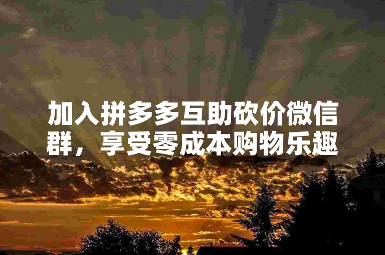 加入拼多多互助砍价微信群，享受零成本购物乐趣！