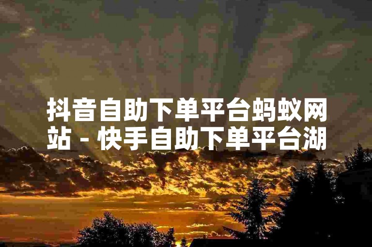 抖音自助下单平台蚂蚁网站 - 快手自助下单平台湖南