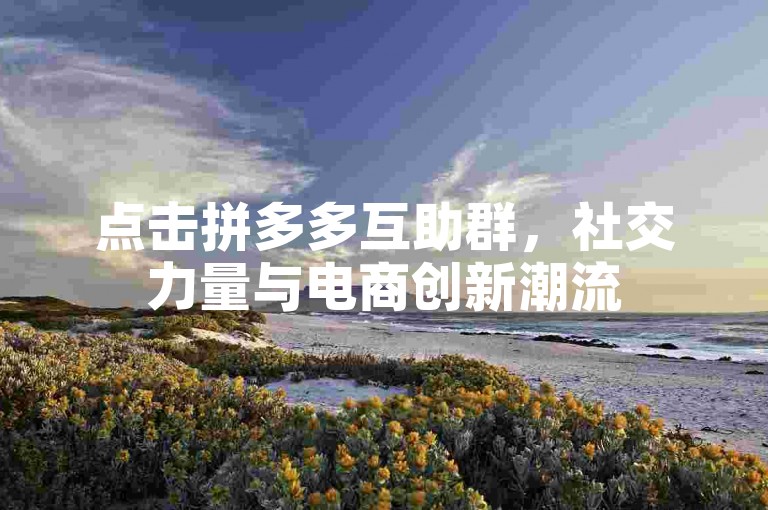 点击拼多多互助群，社交力量与电商创新潮流