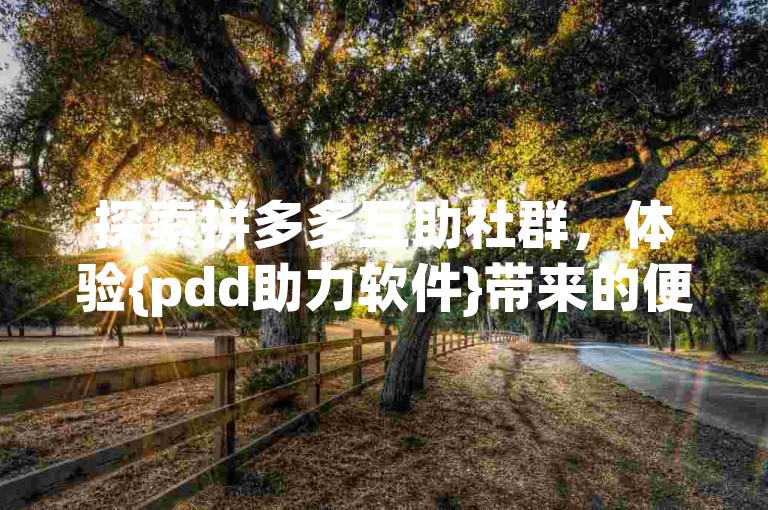 探索拼多多互助社群，体验{pdd助力软件}带来的便捷与乐趣。